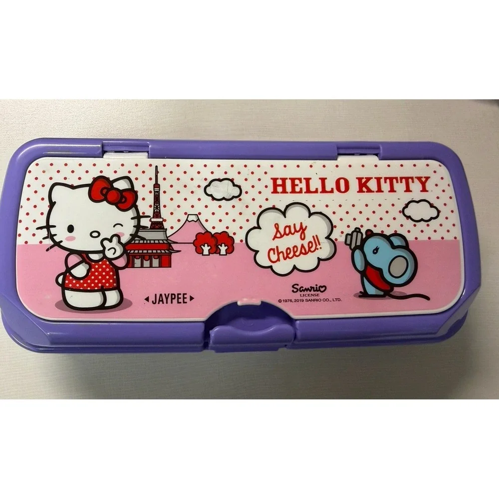 Sanrio Hello‎ Kitty Plastic Pencil Pen Case Retro Pink Purple Jaypee